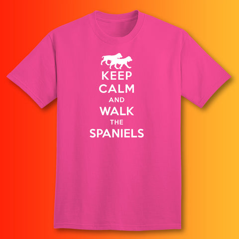 Keep Calm and Walk The Spaniels T-Shirt Fuchsia