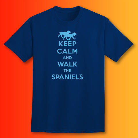 Keep Calm and Walk The Spaniels T-Shirt Navy