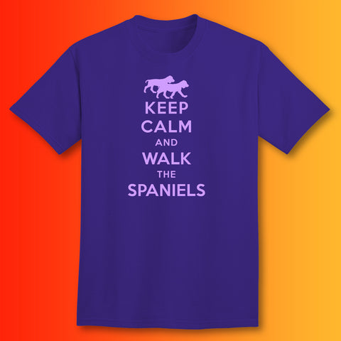 Keep Calm and Walk The Spaniels T-Shirt Purple
