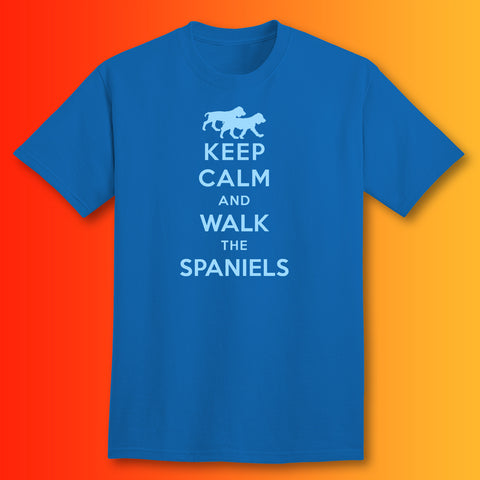Keep Calm and Walk The Spaniels T-Shirt Royal Blue