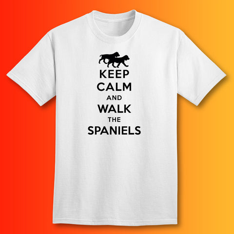 Keep Calm and Walk The Spaniels T-Shirt White