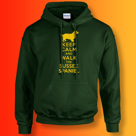 Keep Calm and Walk The Sussex Spaniel Hoodie Forest Green