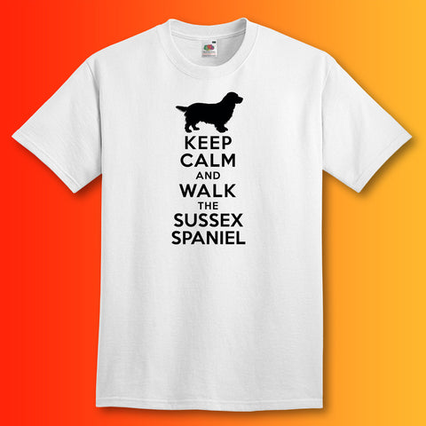 Keep Calm and Walk The Sussex Spaniel T-Shirt White