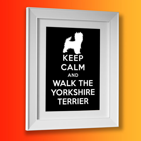Keep Calm and Walk The Yorkshire Terrier Framed Print Black