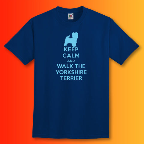 Keep Calm and Walk The Yorkshire Terrier T-Shirt Navy
