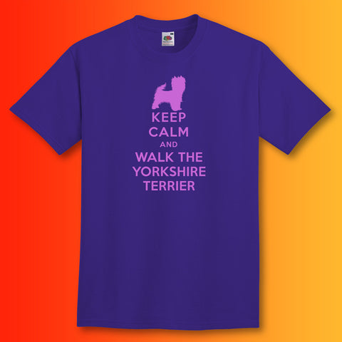 Keep Calm and Walk The Yorkshire Terrier T-Shirt Purple