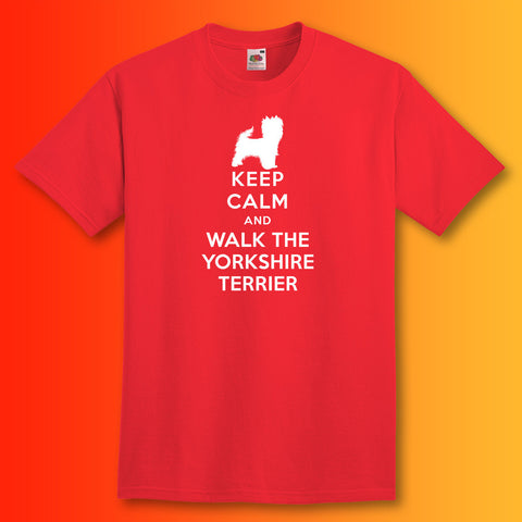Keep Calm and Walk The Yorkshire Terrier T-Shirt Red