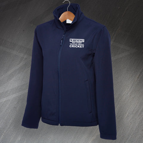 Warning May Start Talking About Cricket Embroidered Classic Softshell Jacket