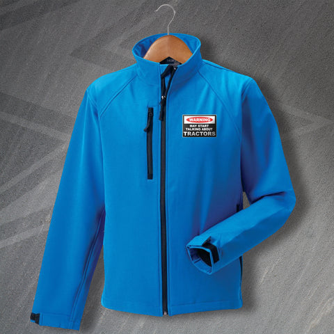 Warning May Start Talking About Tractors Embroidered Softshell Jacket