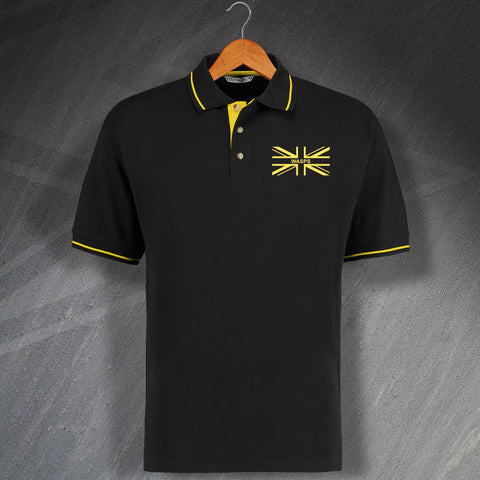 Wasps Rugby Polo Shirt Embroidered Contrast Union Jack
