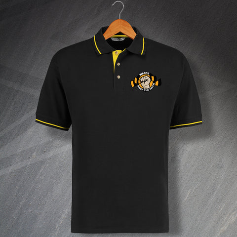 Wasps Rugby Polo Shirt Embroidered Contrast Keep The Faith