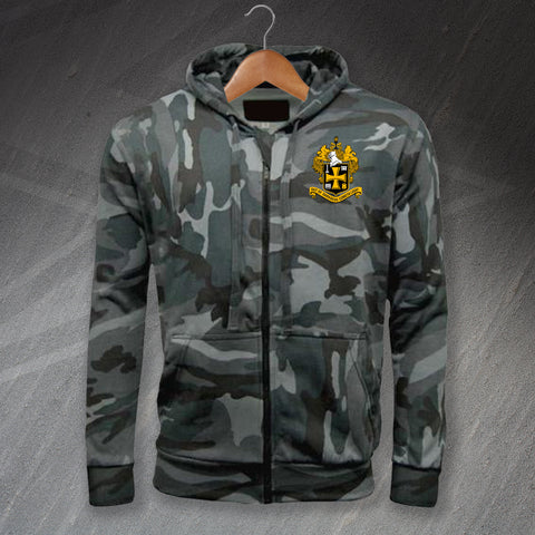 Retro Wolves 1921 Embroidered Camouflage Full Zip Hoodie