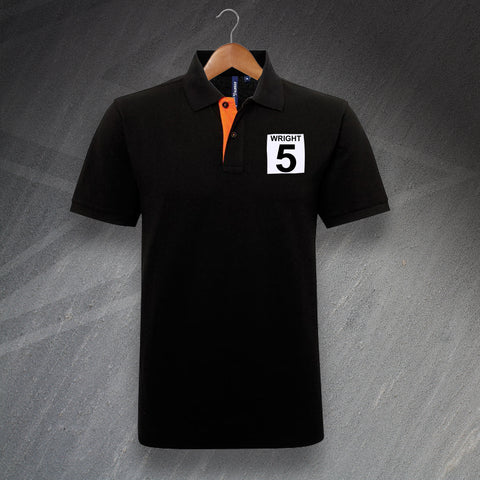 Wright 5 Football Polo Shirt Embroidered Classic Fit Contrast