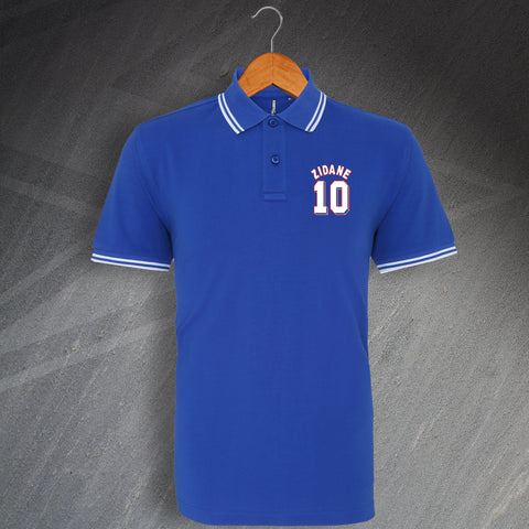 Zidane 10 Football Polo Shirt Embroidered Tipped