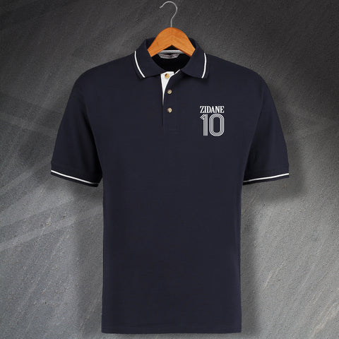 France Football Polo Shirt Embroidered Contrast Zidane 10